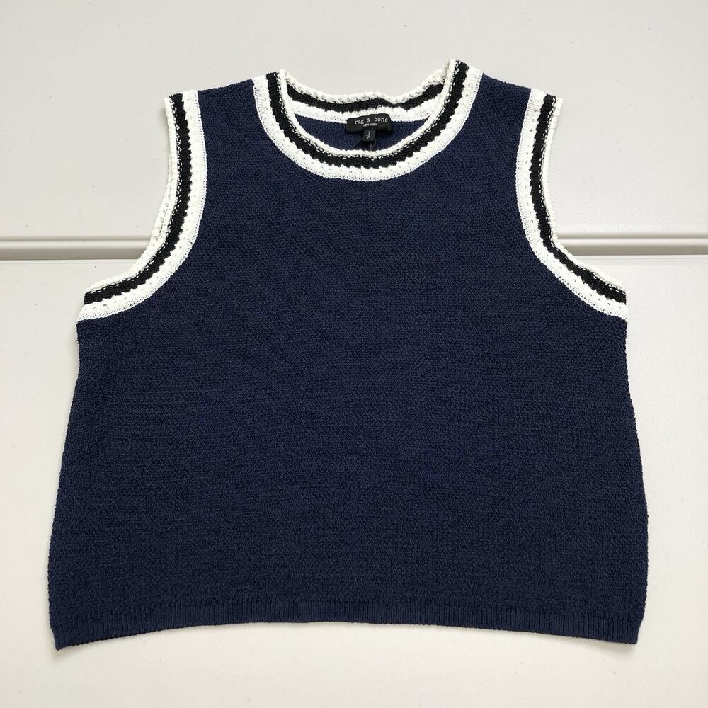 Rag & Bone Meghan Vest Navy Sleeveless Knit Sweater Small Women’s MSRP 298$